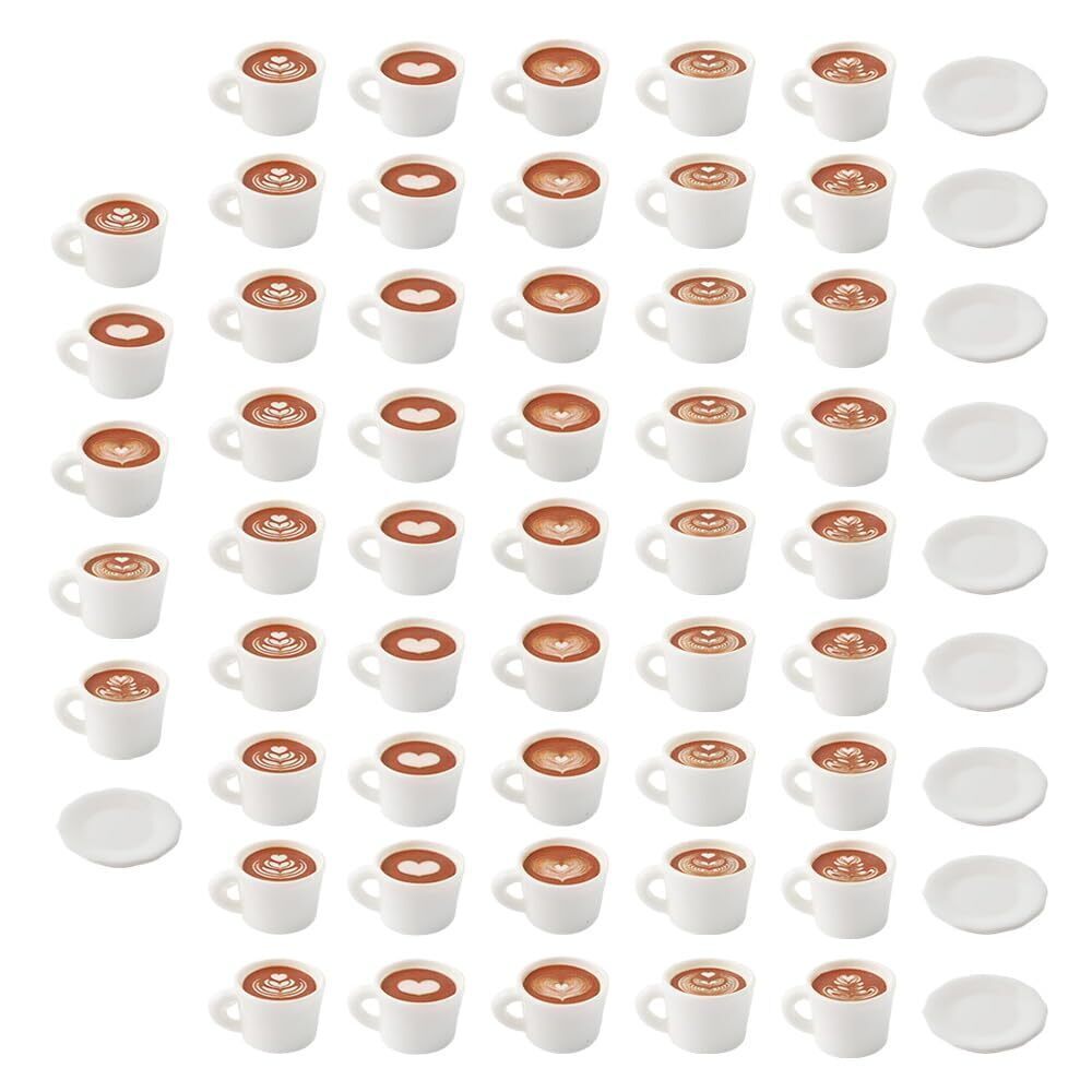4926 50Pcs Resin Coffee Latte Art Charms Set Tulip Love Heart Layered